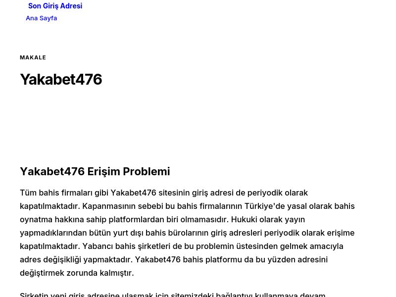 Yakabet476 - Son Giriş Adresi - Ekran Görüntüsü