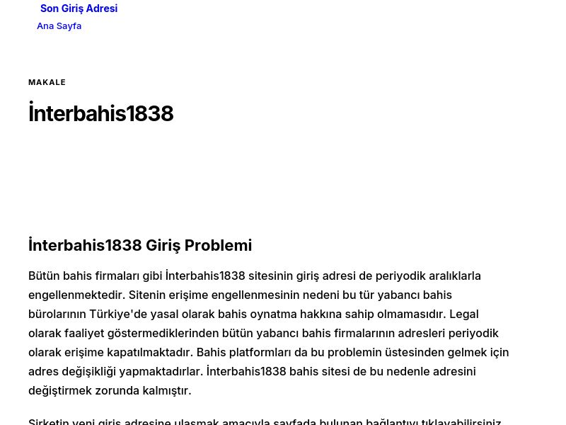 İnterbahis1838 - Son Giriş Adresi - Ekran Görüntüsü