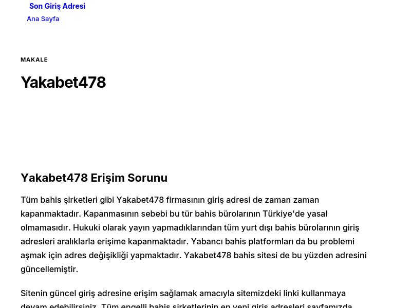 Yakabet478 - Son Giriş Adresi - Ekran Görüntüsü