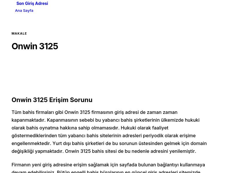 Onwin 3125 - Son Giriş Adresi - Ekran Görüntüsü