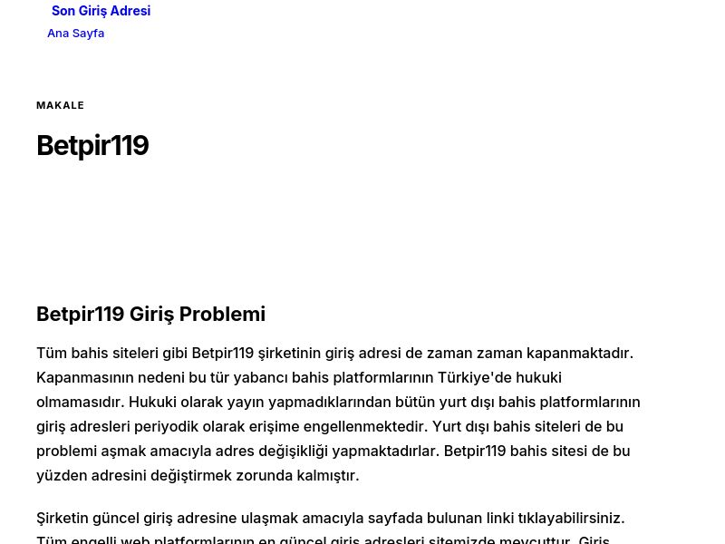 Betpir119 - Son Giriş Adresi - Ekran Görüntüsü