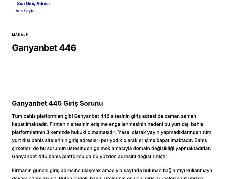Ganyanbet 446 - Son Giriş Adresi - Ekran Görüntüsü