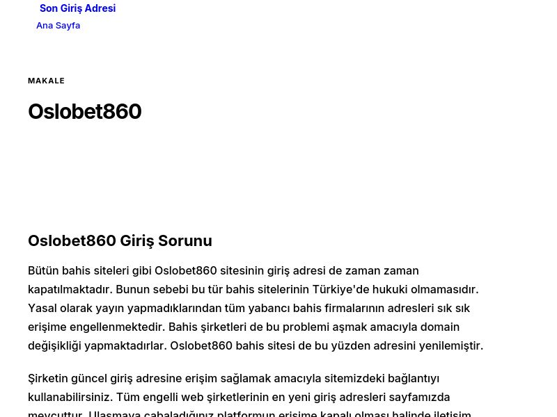 Oslobet860 - Son Giriş Adresi - Ekran Görüntüsü
