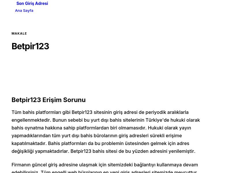 Betpir123 - Son Giriş Adresi - Ekran Görüntüsü