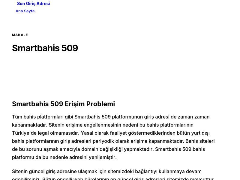 Smartbahis 509 - Son Giriş Adresi - Ekran Görüntüsü