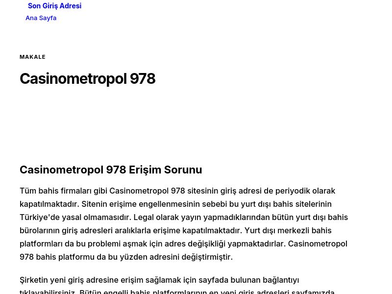 Casinometropol 978 - Son Giriş Adresi - Ekran Görüntüsü