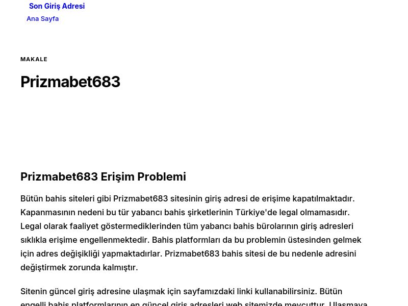 Prizmabet683 - Son Giriş Adresi - Ekran Görüntüsü