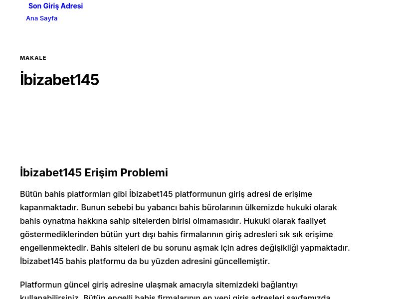 İbizabet145 - Son Giriş Adresi - Ekran Görüntüsü