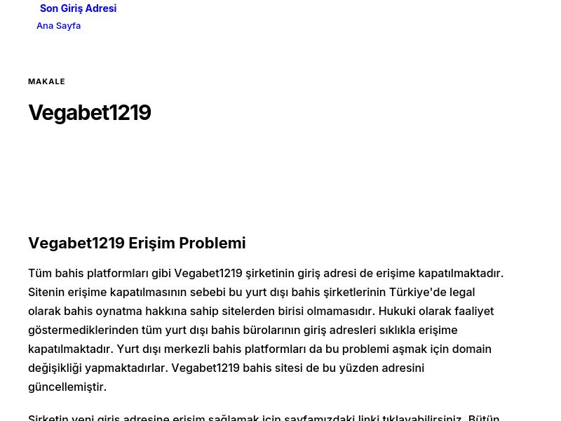 Vegabet1219 - Son Giriş Adresi - Ekran Görüntüsü