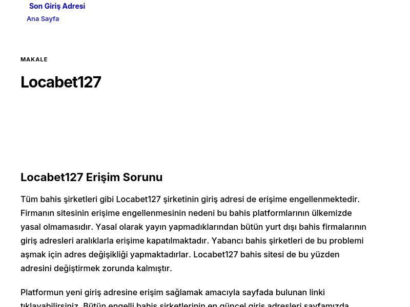 Locabet127 - Son Giriş Adresi - Ekran Görüntüsü