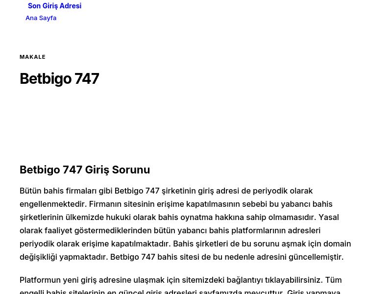 Betbigo 747 - Son Giriş Adresi - Ekran Görüntüsü