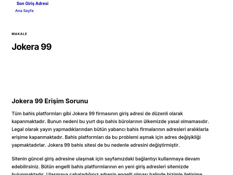 Jokera 99 - Son Giriş Adresi - Ekran Görüntüsü