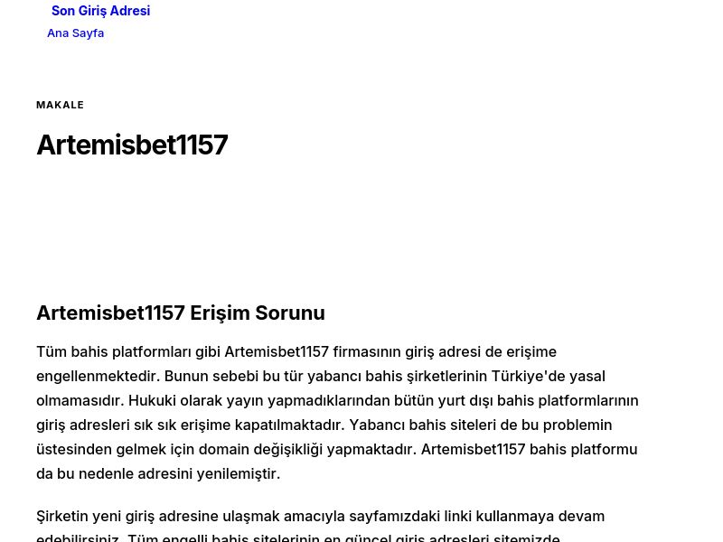 Artemisbet1157 - Son Giriş Adresi - Ekran Görüntüsü