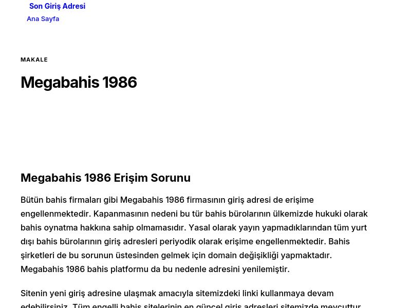 Megabahis 1986 - Son Giriş Adresi - Ekran Görüntüsü