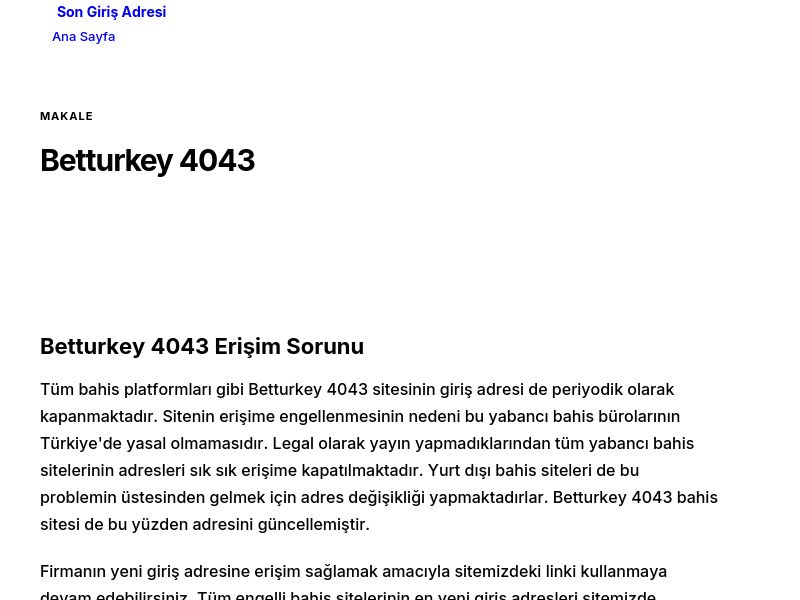 Betturkey 4043 - Son Giriş Adresi - Ekran Görüntüsü