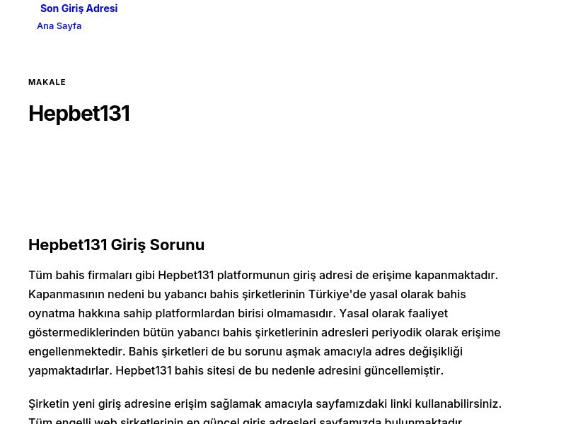 Hepbet131 - Son Giriş Adresi - Ekran Görüntüsü