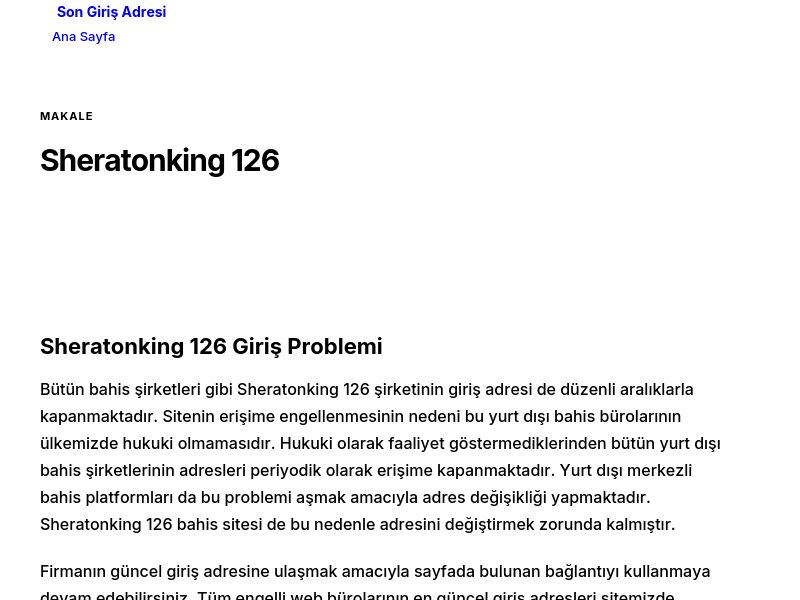 Sheratonking 126 - Son Giriş Adresi - Ekran Görüntüsü