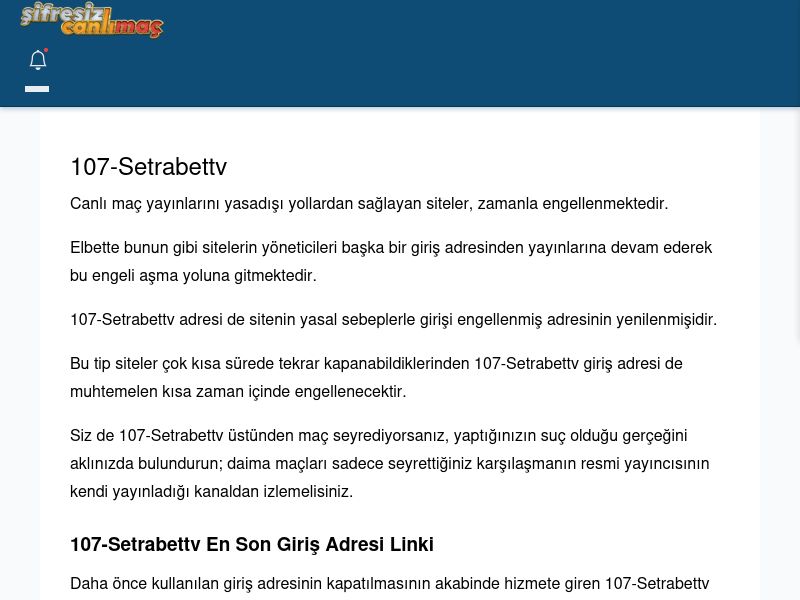 107-Setrabettv Canlı Maç - Şifresiz canlı maç izle - Ekran Görüntüsü