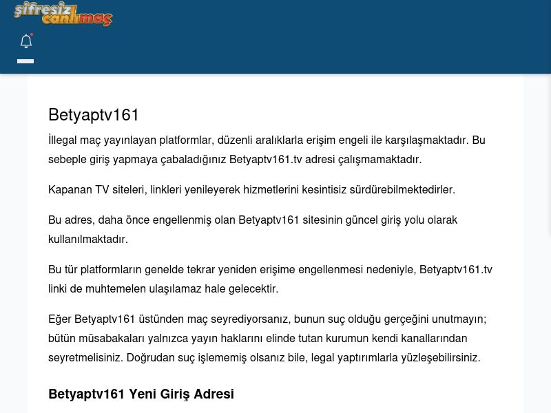 Betyaptv161 Giriş Linki - Şifresiz canlı maç izle - Ekran Görüntüsü