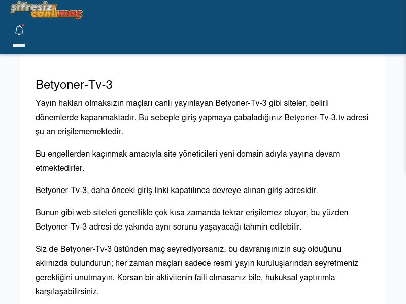 Betyoner-Tv-3 Canlı Maç İzle - Şifresiz canlı maç izle - Ekran Görüntüsü