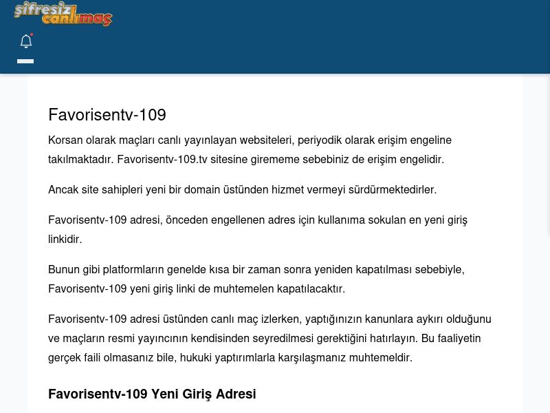 Favorisentv-109 Maç İzle - Şifresiz canlı maç izle - Ekran Görüntüsü