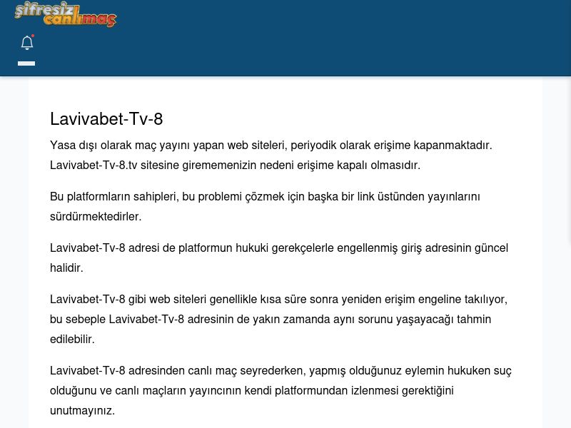 Lavivabet-Tv-8 Güncel Giriş - Şifresiz canlı maç izle - Ekran Görüntüsü