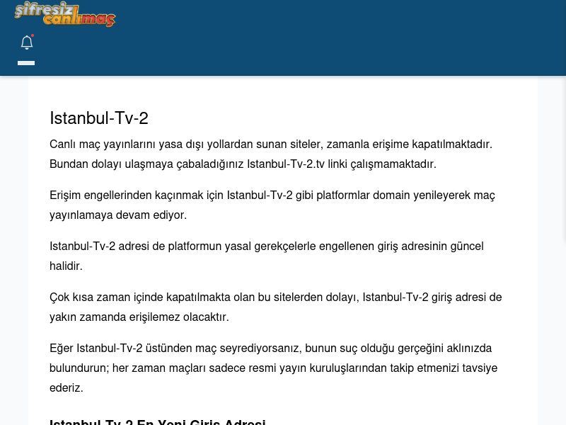 Istanbul-Tv-2 Canlı Maç - Şifresiz canlı maç izle - Ekran Görüntüsü