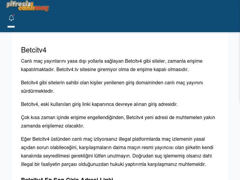 Betcitv4 Giriş Adresi - Şifresiz canlı maç izle - Ekran Görüntüsü