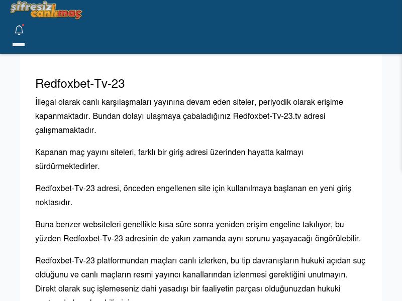 Redfoxbet-Tv-23 Güncel Giriş - Şifresiz canlı maç izle - Ekran Görüntüsü