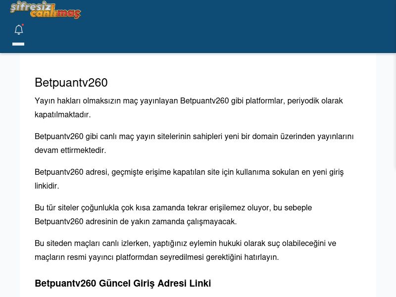 Betpuantv260 Güncel Giriş - Şifresiz canlı maç izle - Ekran Görüntüsü