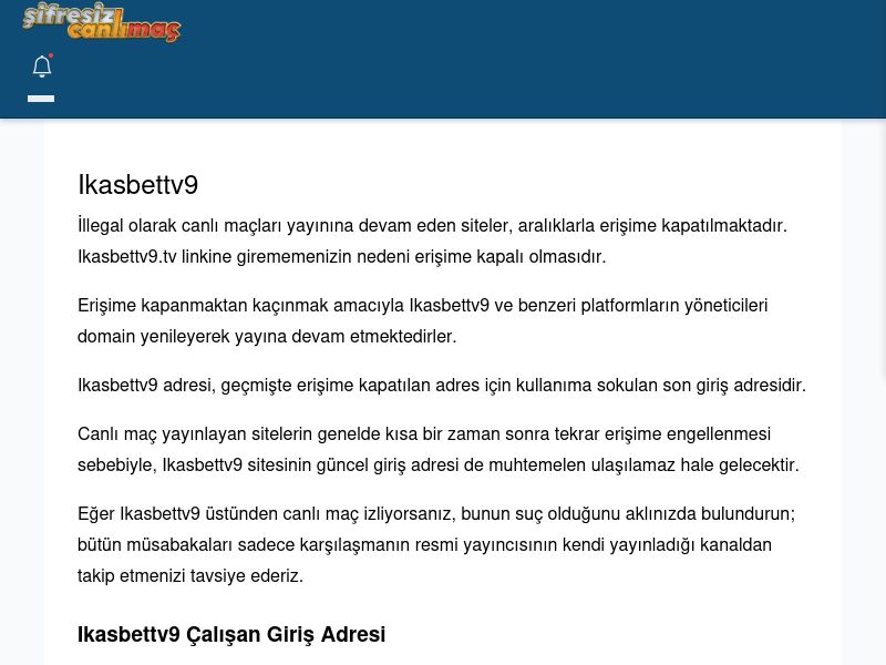 Ikasbettv9 Giriş Linki - Şifresiz canlı maç izle - Ekran Görüntüsü