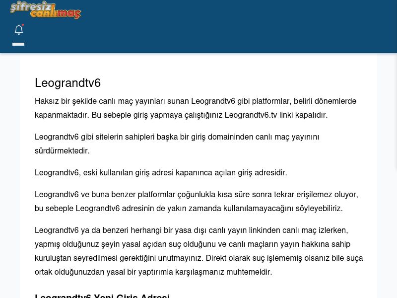 Leograndtv6 Maç İzle - Şifresiz canlı maç izle - Ekran Görüntüsü