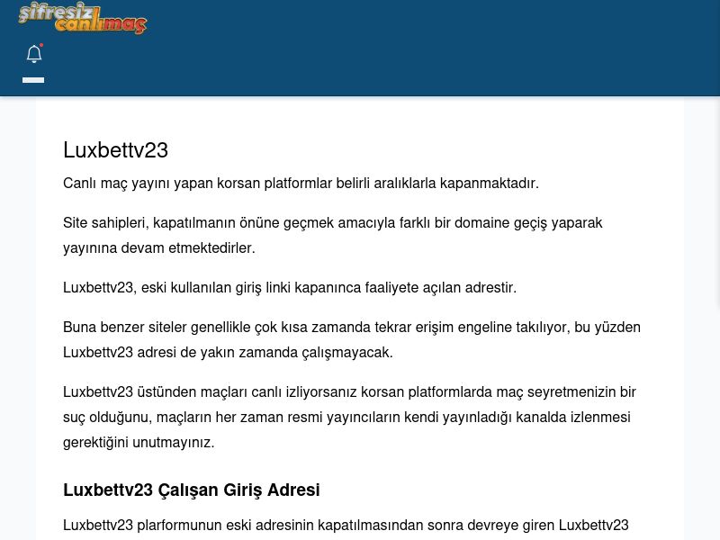 Luxbettv23 Giriş Linki - Şifresiz canlı maç izle - Ekran Görüntüsü