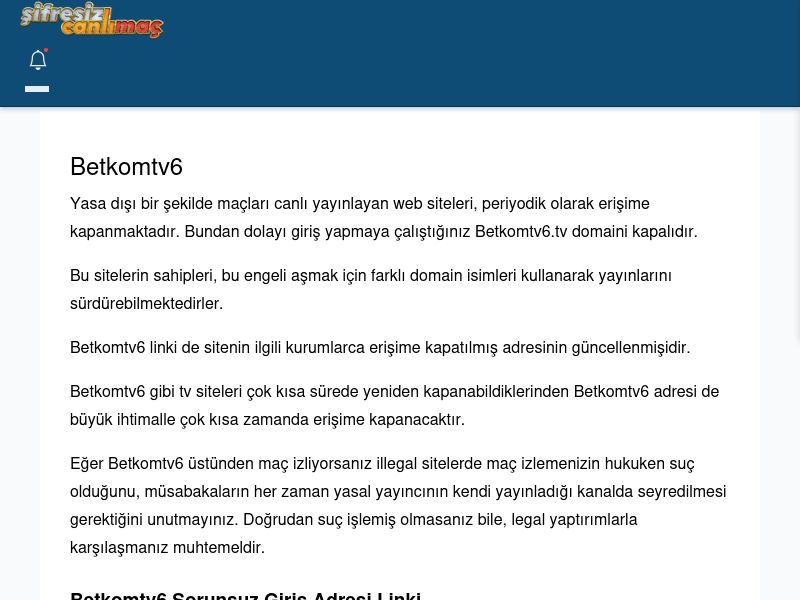 Betkomtv6 Güncel Giriş - Şifresiz canlı maç izle - Ekran Görüntüsü