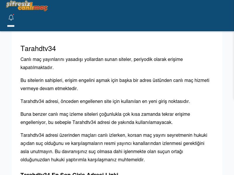 Tarahdtv34 Maç İzle - Şifresiz canlı maç izle - Ekran Görüntüsü
