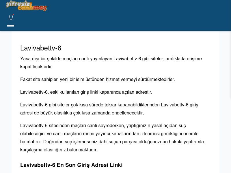Lavivabettv-6 Güncel Giriş - Şifresiz canlı maç izle - Ekran Görüntüsü