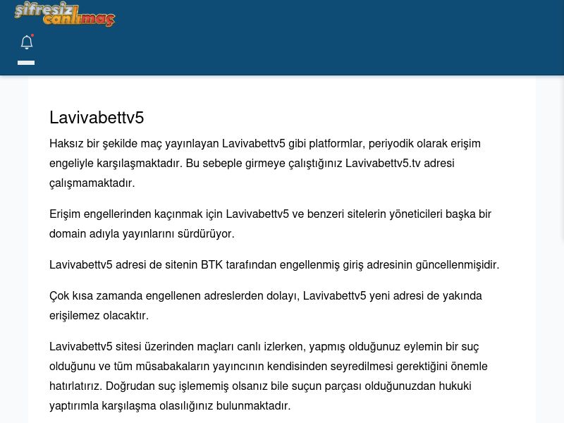 Lavivabettv5 Canlı Maç İzle - Şifresiz canlı maç izle - Ekran Görüntüsü