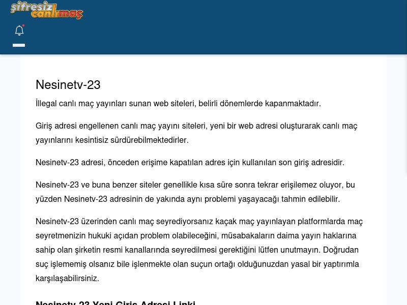 Nesinetv-23 Canlı Maç - Şifresiz canlı maç izle - Ekran Görüntüsü
