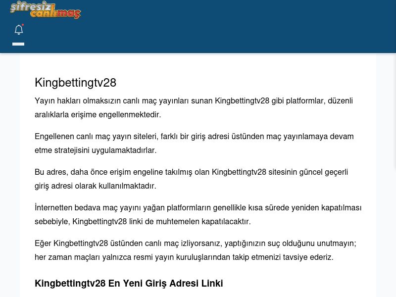 Kingbettingtv28 Giriş Linki - Şifresiz canlı maç izle - Ekran Görüntüsü