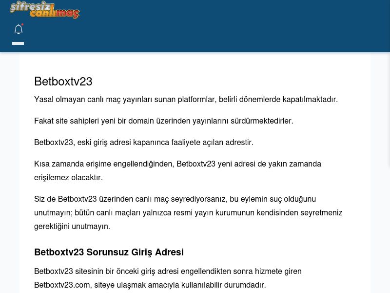 Betboxtv23 Maç İzle - Şifresiz canlı maç izle - Ekran Görüntüsü