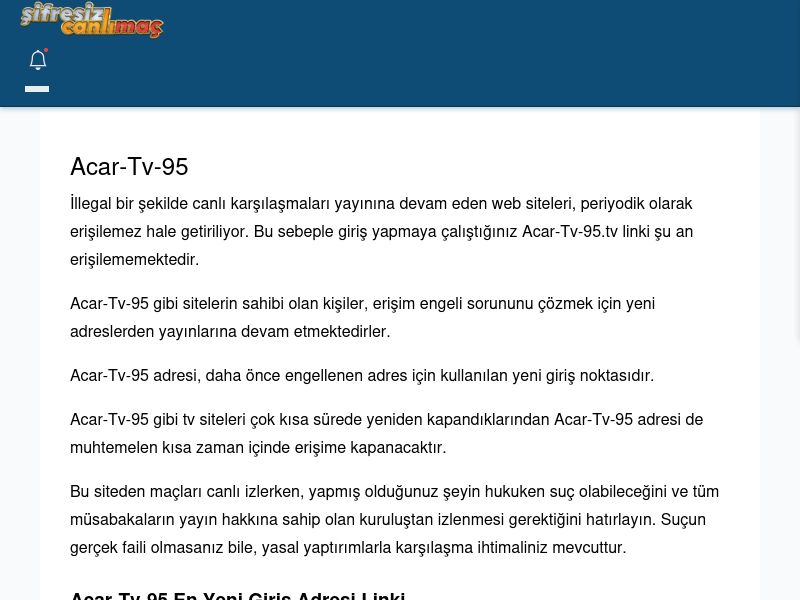 Acar-Tv-95 Canlı Maç İzle - Şifresiz canlı maç izle - Ekran Görüntüsü