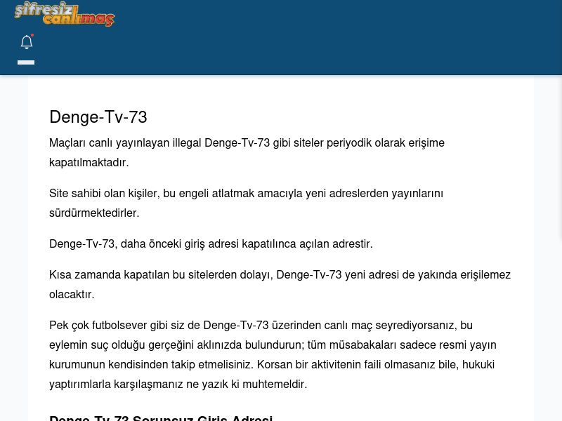 Denge-Tv-73 Canlı Maç İzle - Şifresiz canlı maç izle - Ekran Görüntüsü