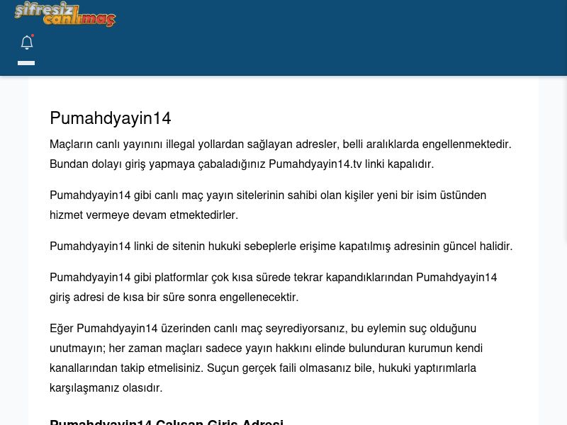 Pumahdyayin14 Canlı Maç İzle - Şifresiz canlı maç izle - Ekran Görüntüsü