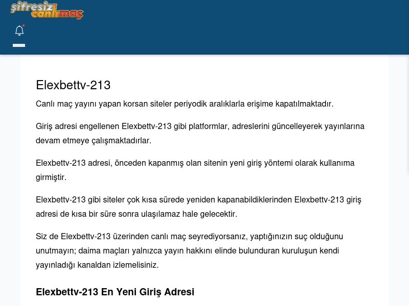 Elexbettv-213 Canlı Maç İzle - Şifresiz canlı maç izle - Ekran Görüntüsü