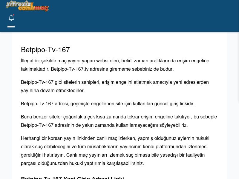 Betpipo-Tv-167 Giriş Linki - Şifresiz canlı maç izle - Ekran Görüntüsü