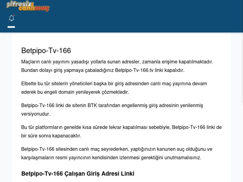 Betpipo-Tv-166 Canlı Maç - Şifresiz canlı maç izle - Ekran Görüntüsü