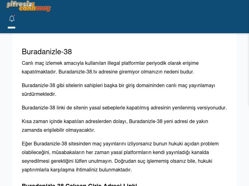 Buradanizle-38 Maç İzle - Şifresiz canlı maç izle - Ekran Görüntüsü