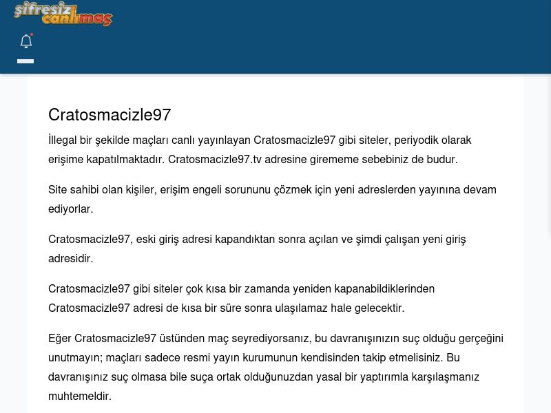 Cratosmacizle97 Canlı Maç İzle - Şifresiz canlı maç izle - Ekran Görüntüsü
