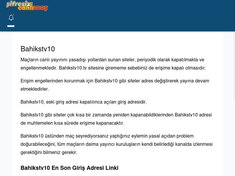 Bahikstv10 Giriş Linki - Şifresiz canlı maç izle - Ekran Görüntüsü