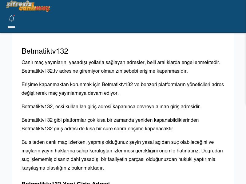 Betmatiktv132 Güncel Giriş - Şifresiz canlı maç izle - Ekran Görüntüsü